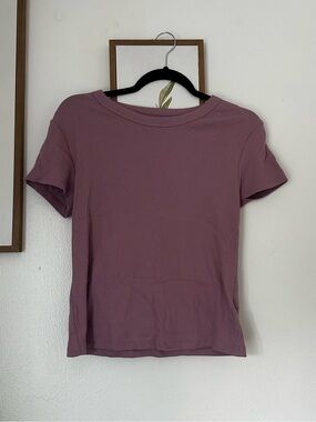 Women's Mauve Ribbed Short Sleeve Top